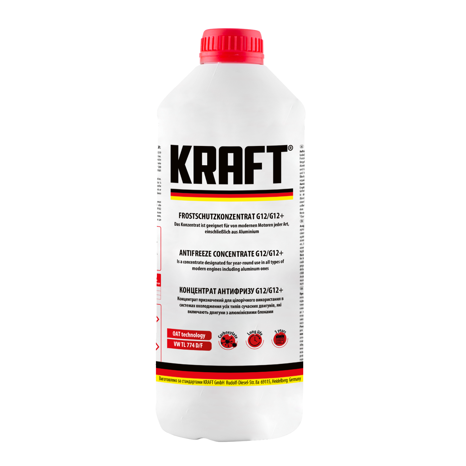 Антифриз концентрат KRAFT G12/G12+ червоний 1,5 л